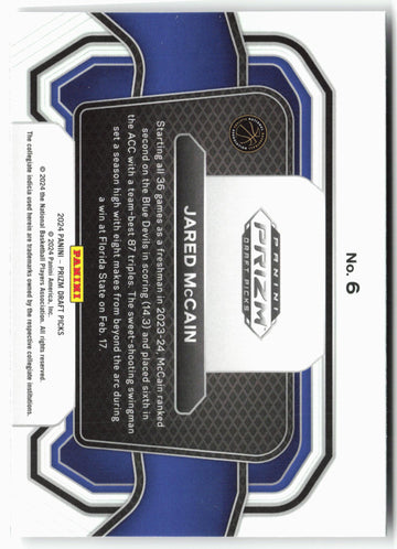 
2024 Panini Prizm Draft Picks Campus Legends #6 Jared McCain