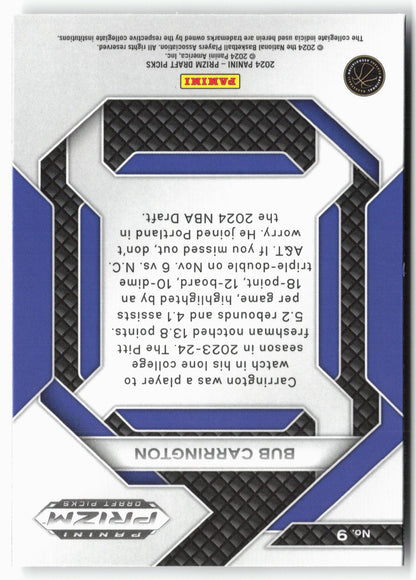 2024 Panini Prizm Draft Picks New Recruits Bub Carrington RC #9