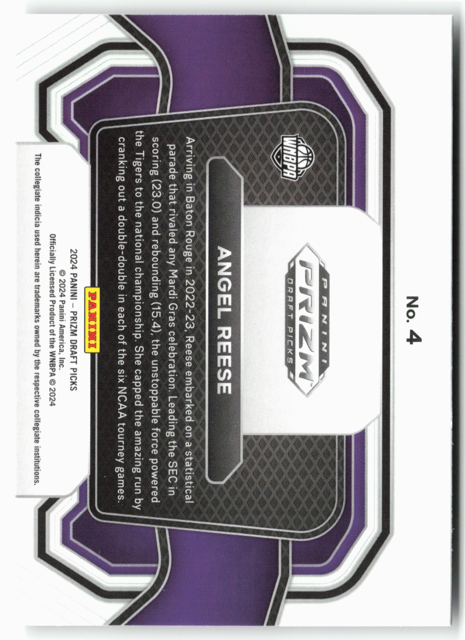 2024 PANINI PRIZM DRAFT PICKS ANGEL REESE CAMPUS LEGENDS #4