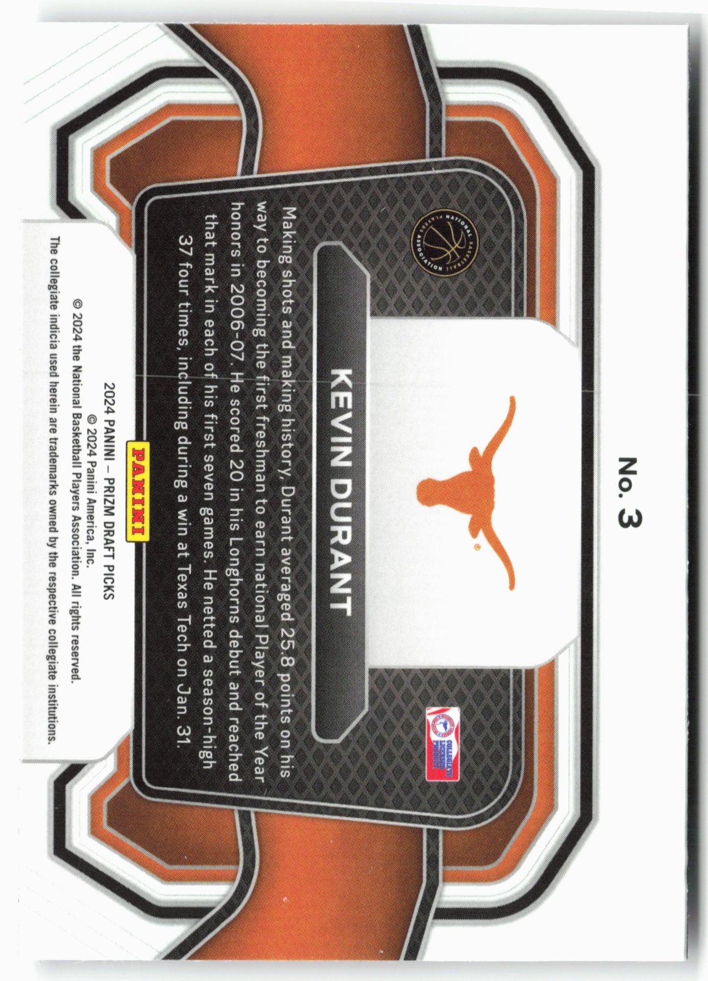 2024 Panini Prizm Draft Picks Kevin Durant #3 Campus Legends