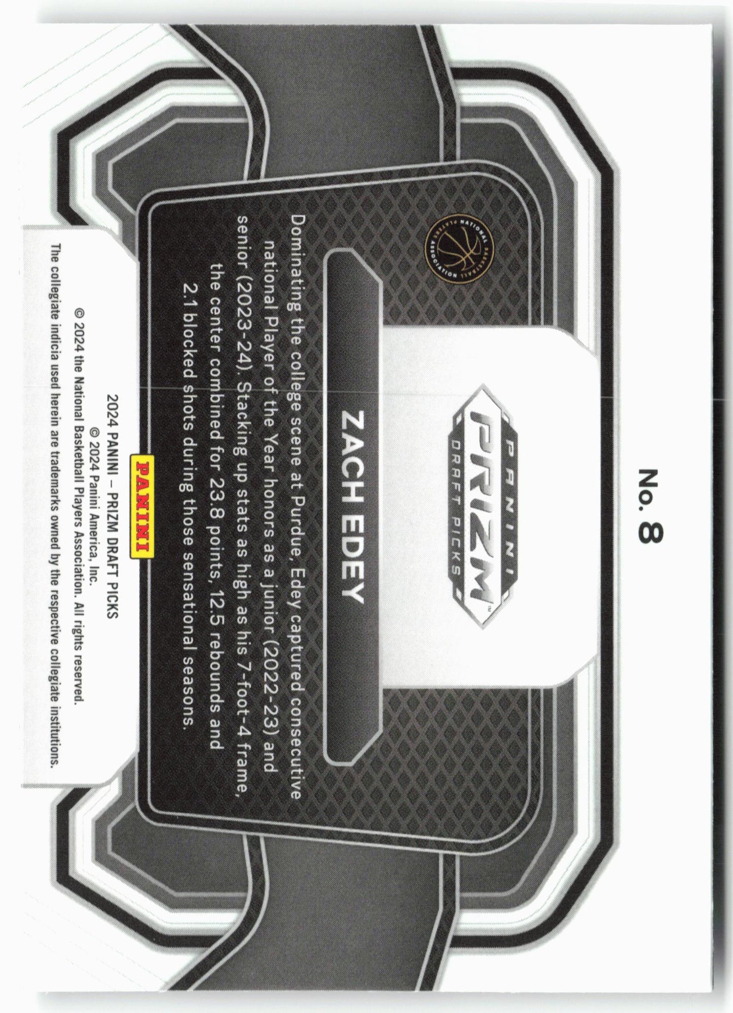 2024 Panini Prizm Draft Picks Zach Edey #8 Campus Legends