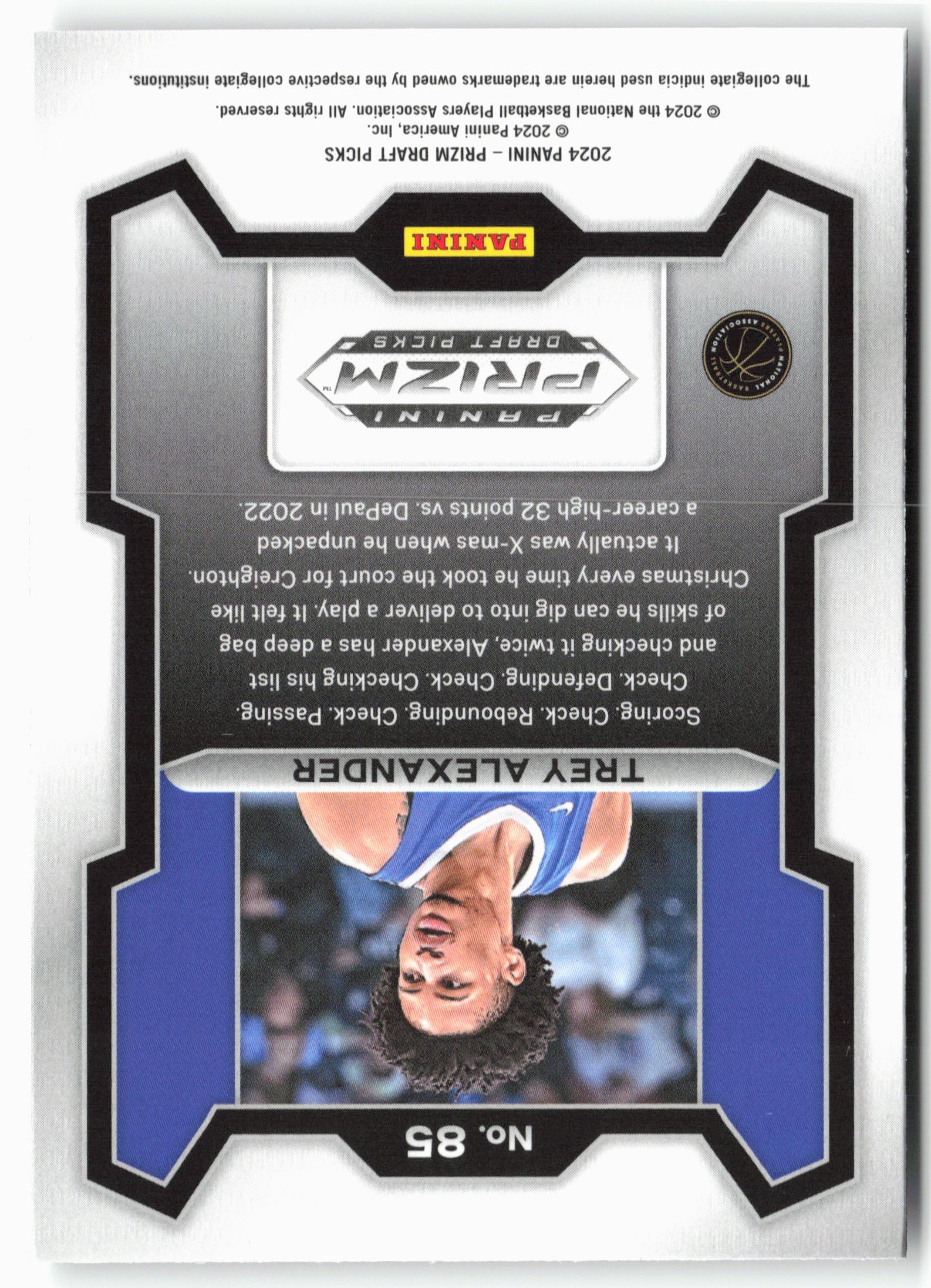 2024 Panini Prizm Draft Picks #85 Trey Alexander