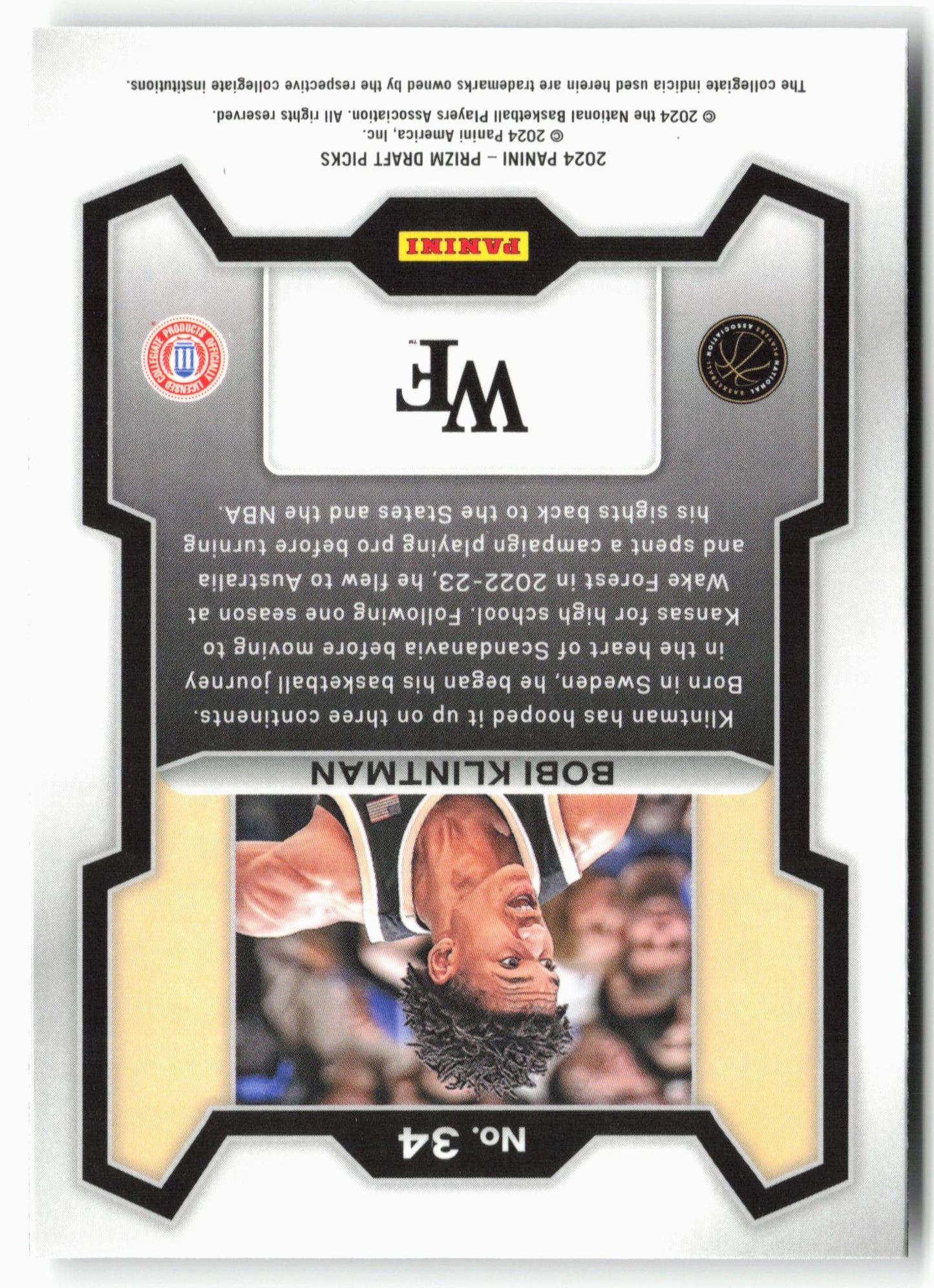 2024 Panini Prizm Draft Picks #34 Bobi Klintman