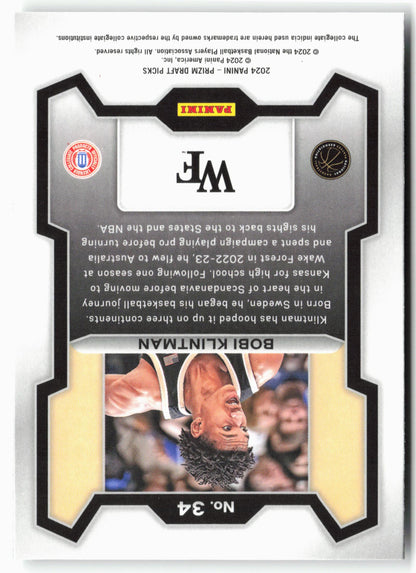 2024 Panini Prizm Draft Picks #34 Bobi Klintman