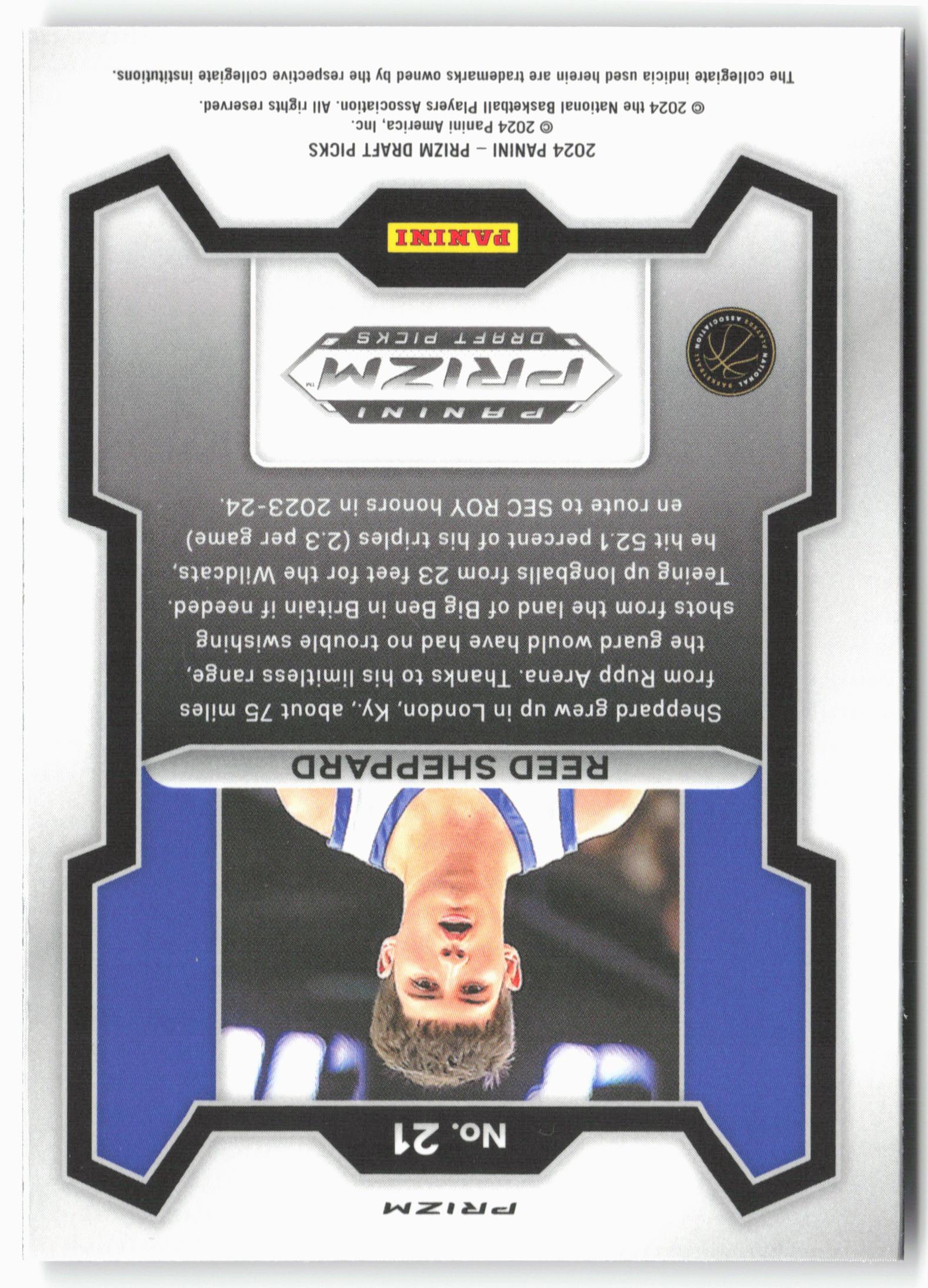 2024 Panini Prizm Draft Picks #21 Reed Sheppard Purple Wave Prizms