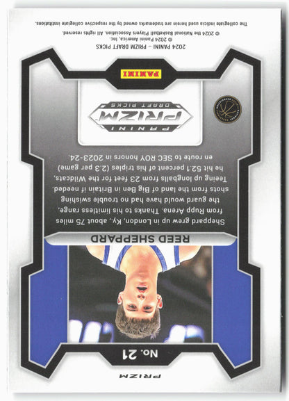 2024 Panini Prizm Draft Picks #21 Reed Sheppard Purple Wave Prizms