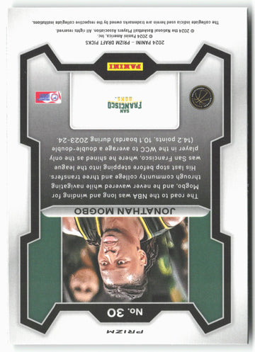 
2024 Panini Prizm Draft Picks #30 Jonathan Mogbo Green Prizms
