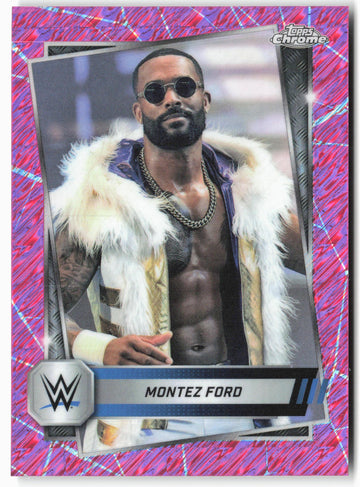 
2025 Topps Chrome WWE #185 Montez Ford Pink Shimmer Refractor
