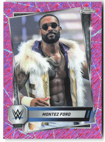 2025 Topps Chrome WWE #185 Montez Ford Pink Shimmer Refractor