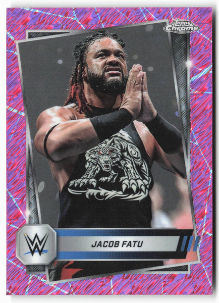 2025 Topps Chrome WWE #100 Jacob Fatu Pink Shimmer Refractor