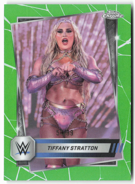 2025 Topps Chrome WWE #182 Tiffany Stratton Green Refractor