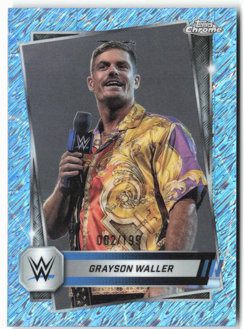 2025 Topps Chrome WWE #13 Grayson Waller Aqua Shimmer Refractor