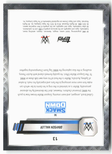 
2025 Topps Chrome WWE #13 Grayson Waller Prism Refractor