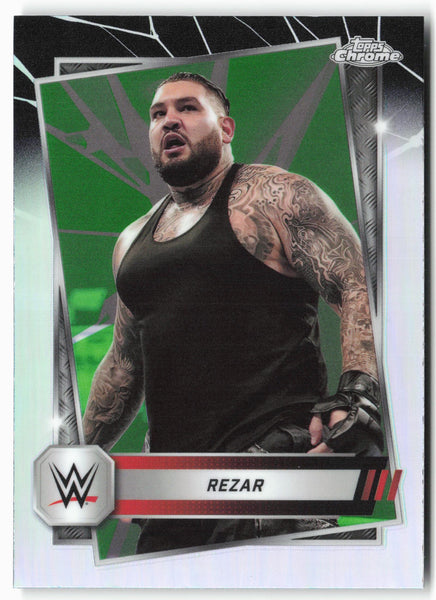 2025 Topps Chrome WWE #73 Rezar Neon Green and Black Refractor