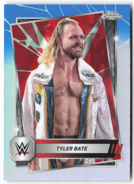 2025 Topps Chrome WWE #157 Tyler Bate Red and Blue Refractor