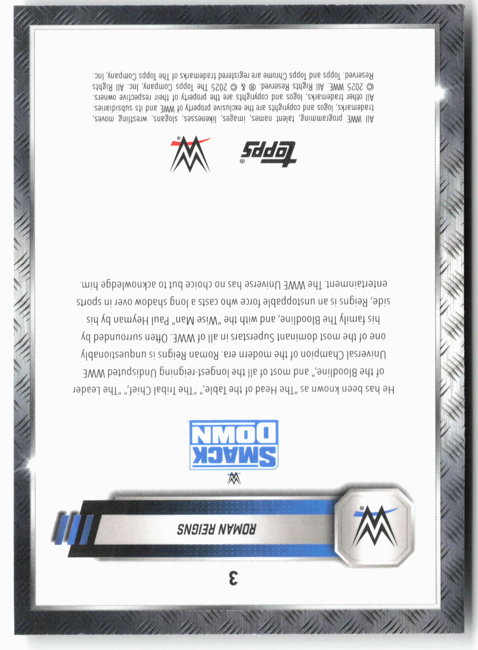 2025 Topps Chrome WWE #3 Roman Reigns