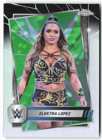 2025 Topps Chrome WWE #95 Elektra Lopez Neon Green and Black Refractor