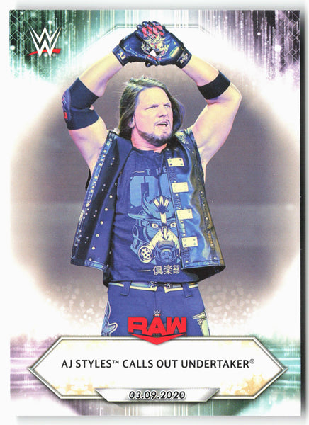 2021 Topps WWE #35 AJ Styles Calls Out Undertaker