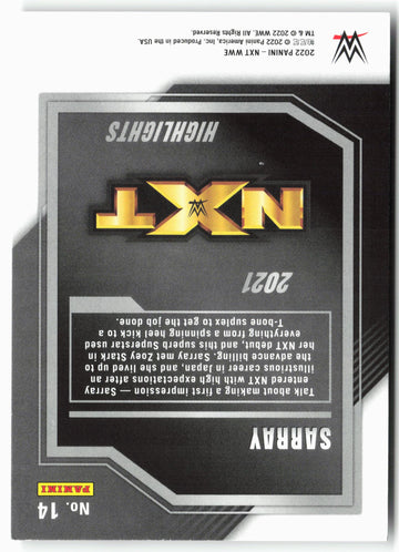 
2022 Panini NXT 2.0 WWE #14 Sarray 2021 NXT Highlights