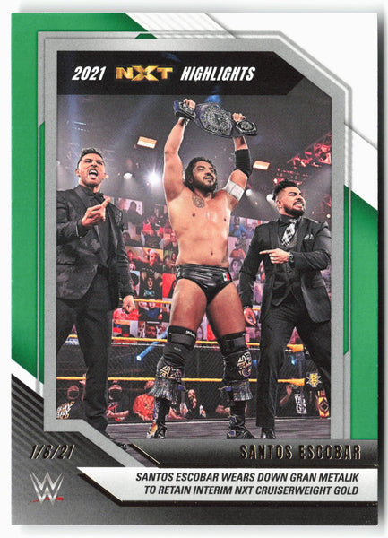 2022 Panini NXT 2.0 WWE #1 Santos Escobar 2021 NXT Highlights Green