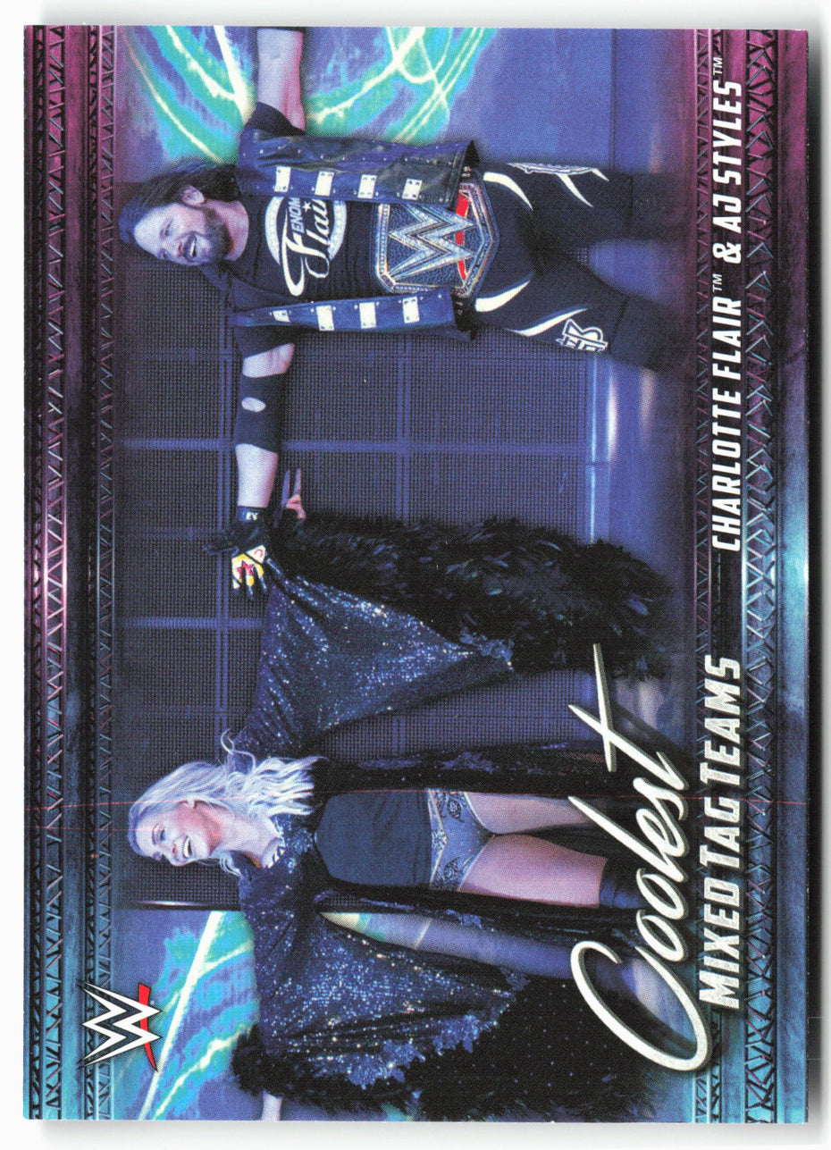 2021 Topps WWE #MT-1 Charlotte Flair & AJ Styles Coolest Mixed Tag Teams