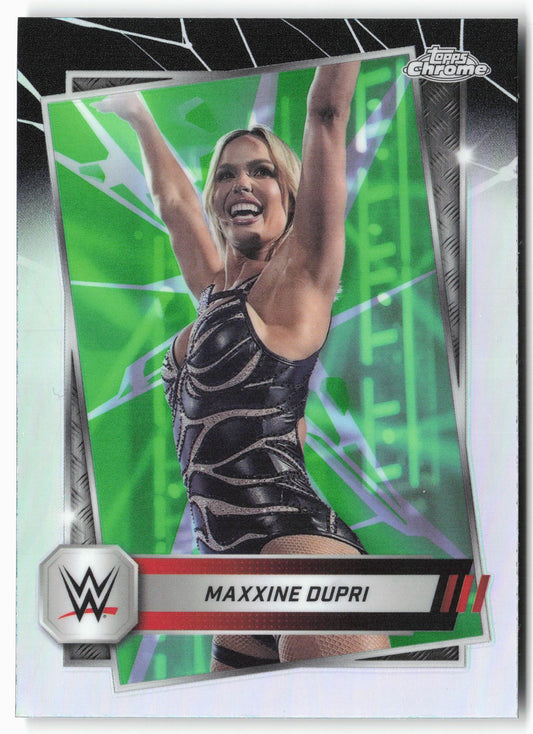2025 Topps Chrome WWE #116 Maxxine Dupri Neon Green and Black Refractor