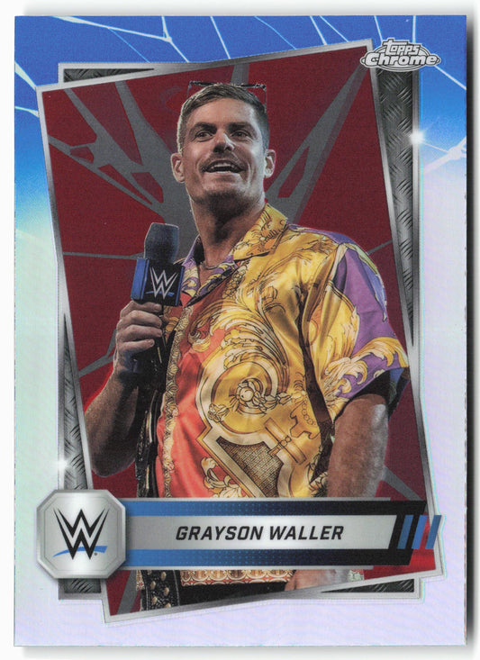 2025 Topps Chrome WWE #13 Grayson Waller Red and Blue Refractor