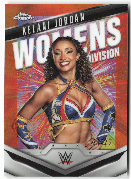 2025 Topps Chrome WWE #WD-KEL Kelani Jordan  Orange Refractor #/25