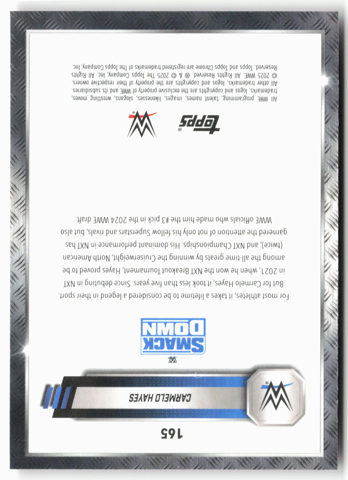 2025 Topps Chrome WWE #165 Carmelo Hayes Pink Shimmer Refractor