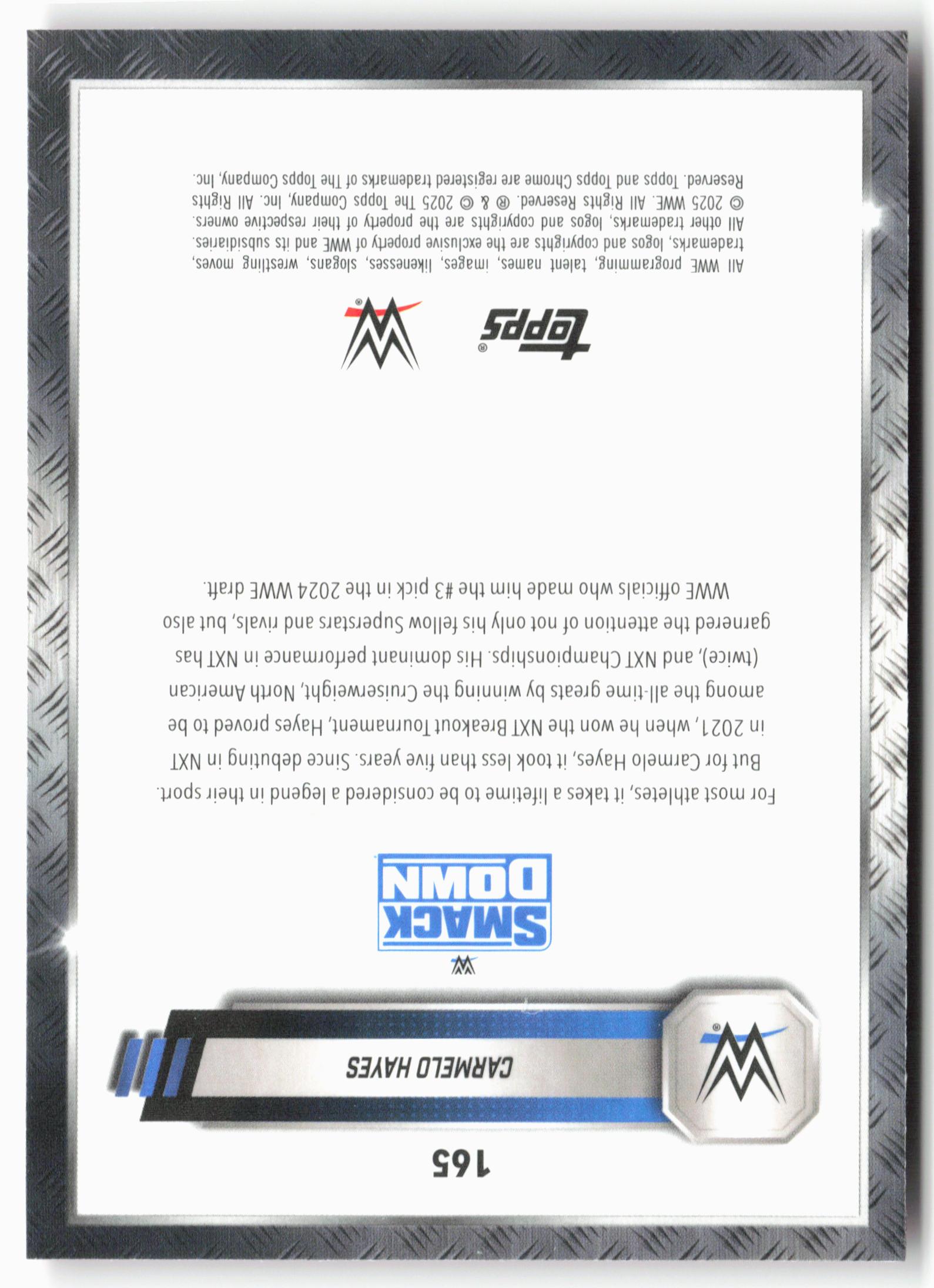 2025 Topps Chrome WWE #165 Carmelo Hayes Pink Shimmer Refractor
