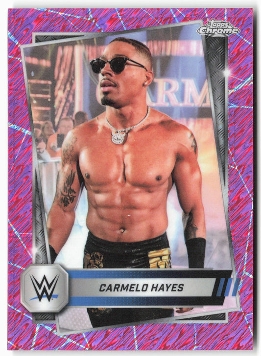 2025 Topps Chrome WWE #165 Carmelo Hayes Pink Shimmer Refractor