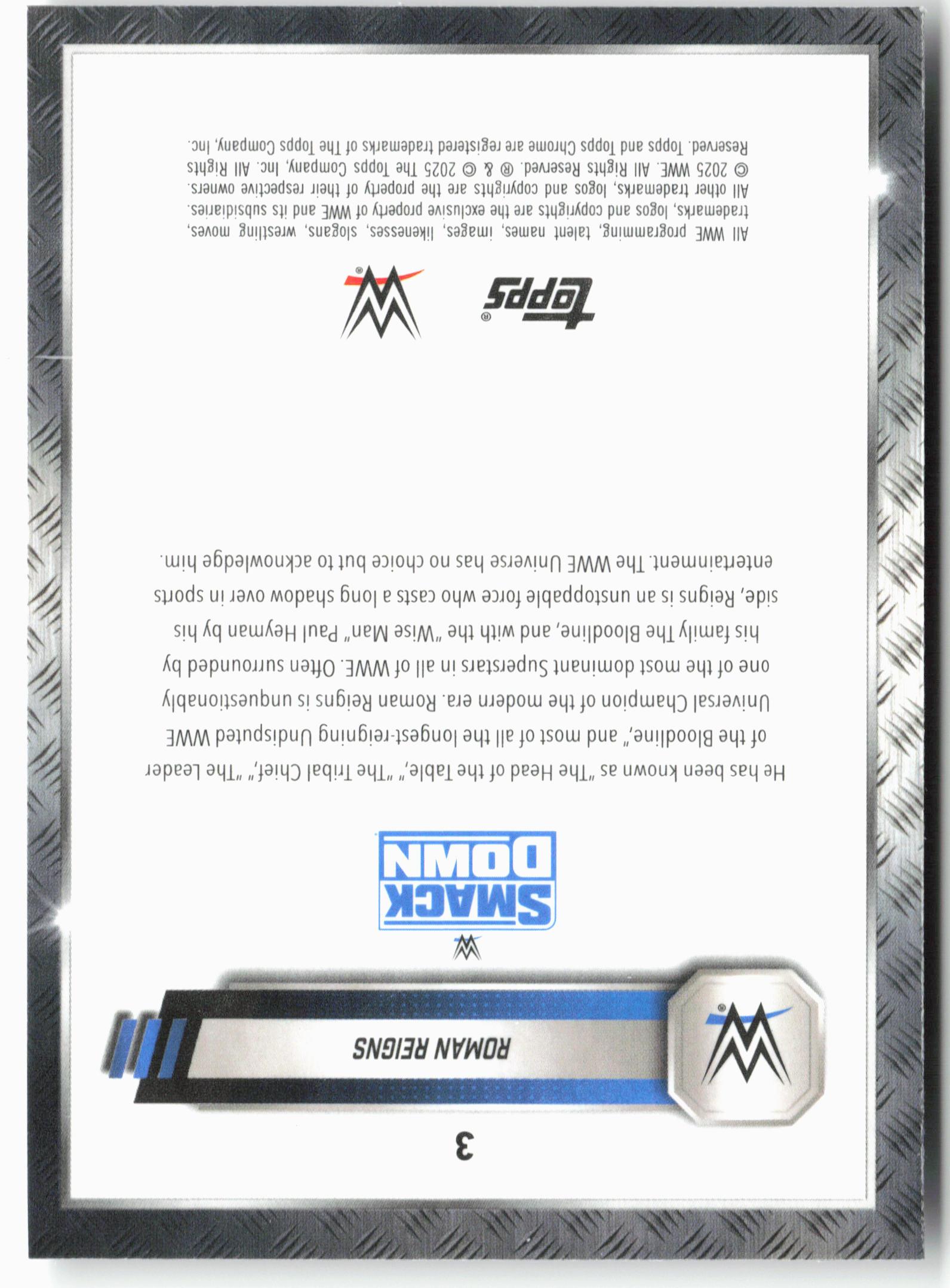 2025 Topps Chrome WWE #3 Roman Reigns Prism Refractor