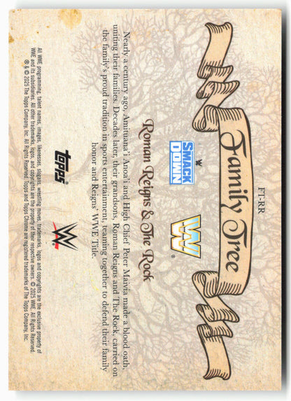 2025 Topps Chrome WWE #FT-RR Roman Reigns / The Rock Family Tree A