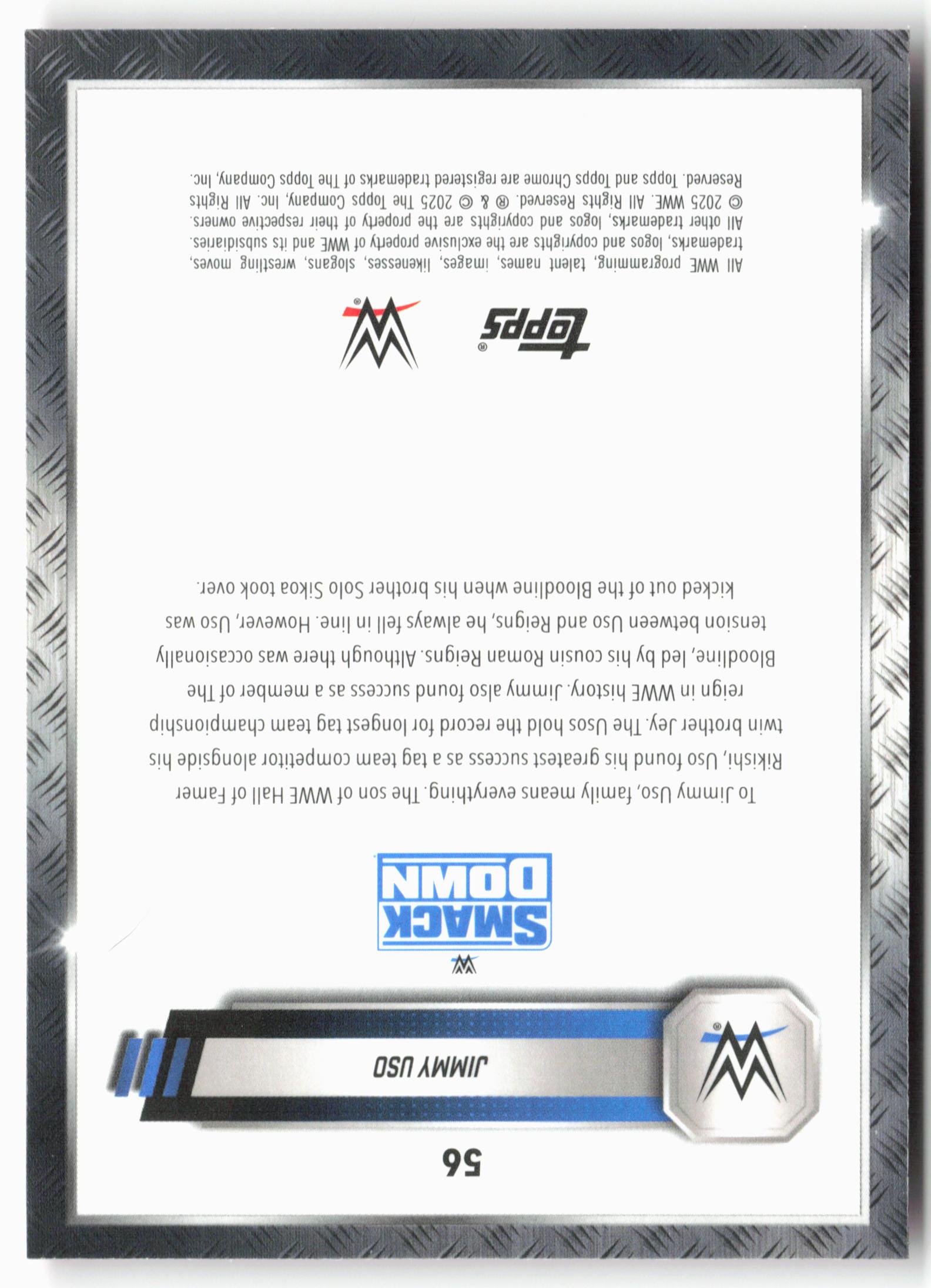 2025 Topps Chrome WWE #56 Jimmy Uso Pink Shimmer Refractor