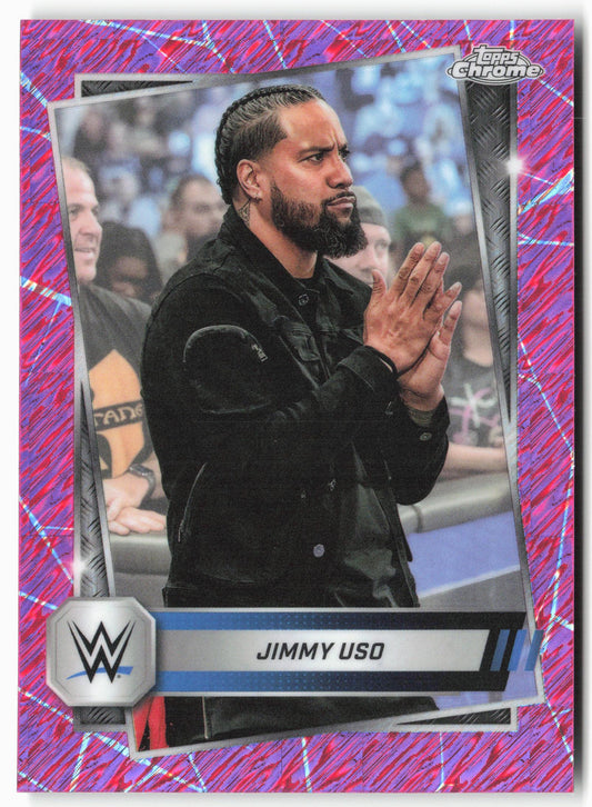 2025 Topps Chrome WWE #56 Jimmy Uso Pink Shimmer Refractor