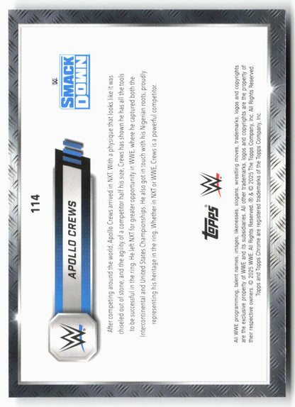 2025 Topps Chrome WWE #114 Apollo Crews Red and Blue Refractor