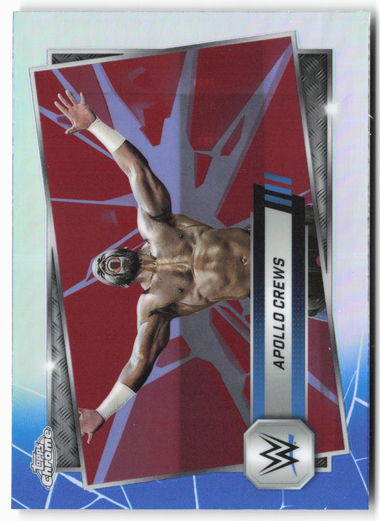 2025 Topps Chrome WWE #114 Apollo Crews Red and Blue Refractor