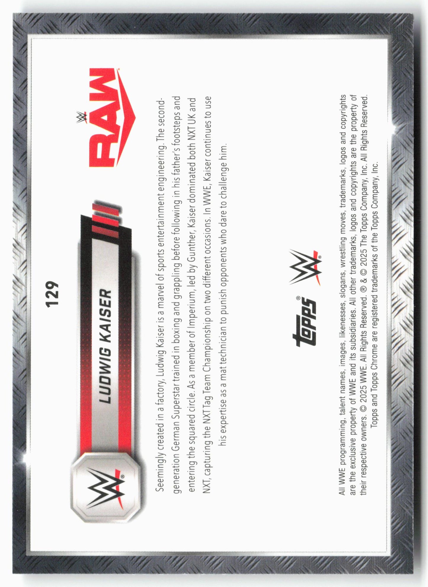 2025 Topps Chrome WWE #129 Ludwig Kaiser Red and Blue Refractor