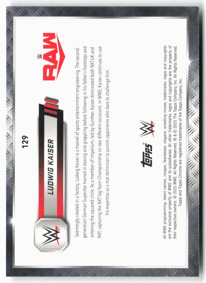 2025 Topps Chrome WWE #129 Ludwig Kaiser Red and Blue Refractor