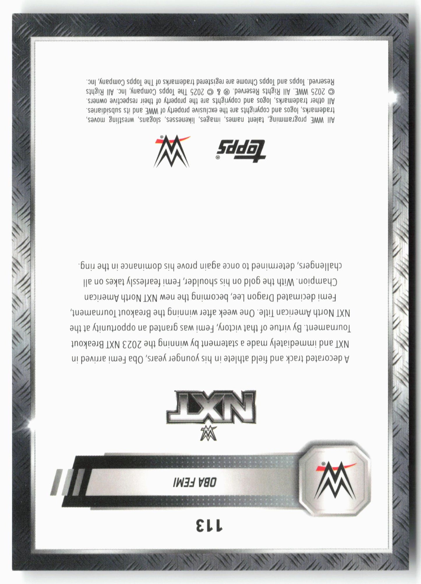 2025 Topps Chrome WWE #113 Oba Femi Steel Cage Refractor