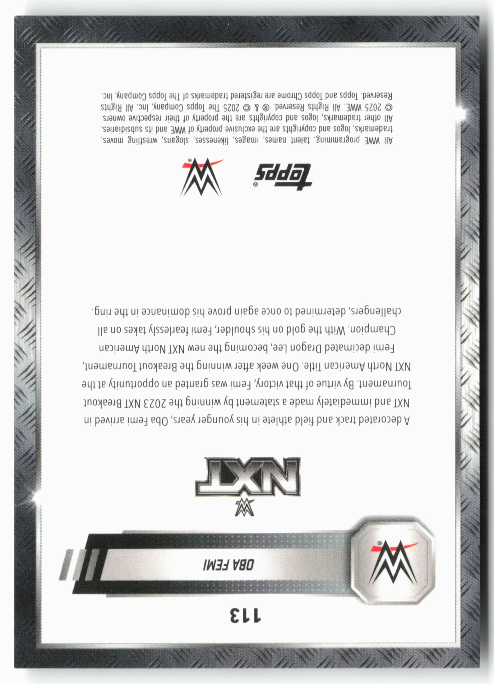 2025 Topps Chrome WWE #113 Oba Femi Steel Cage Refractor
