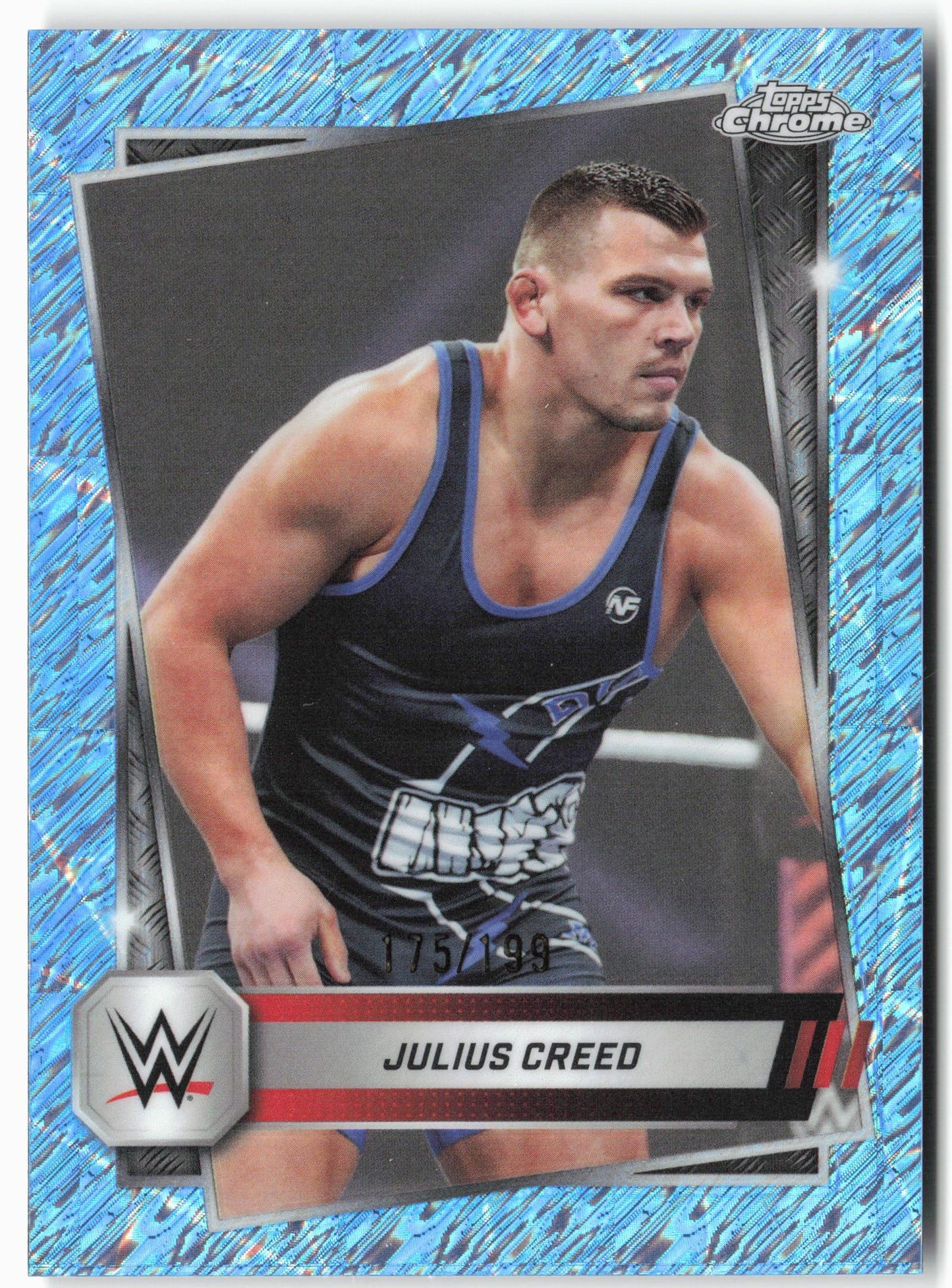 2025 Topps Chrome WWE #148 Julius Creed Aqua Shimmer Refractor