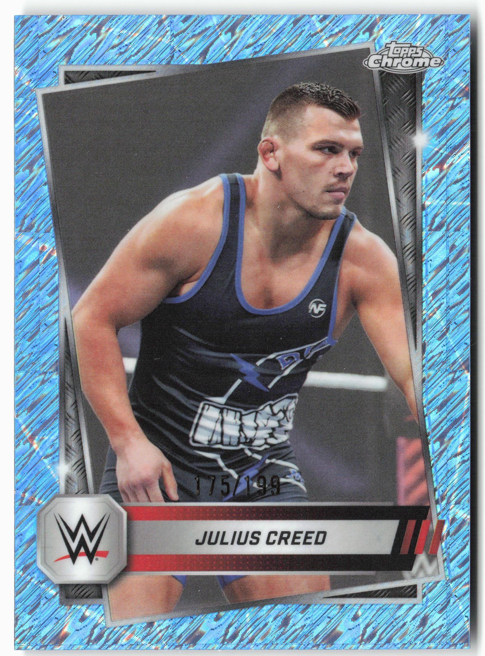 2025 Topps Chrome WWE #148 Julius Creed Aqua Shimmer Refractor