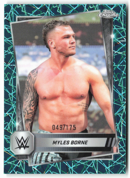 2025 Topps Chrome WWE #195 Myles Borne Teal Lazer Refractor