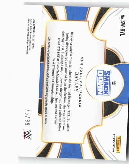 2024 Panini Select WWE #SW-BYL Bayley Selective Swatches Red Prizms