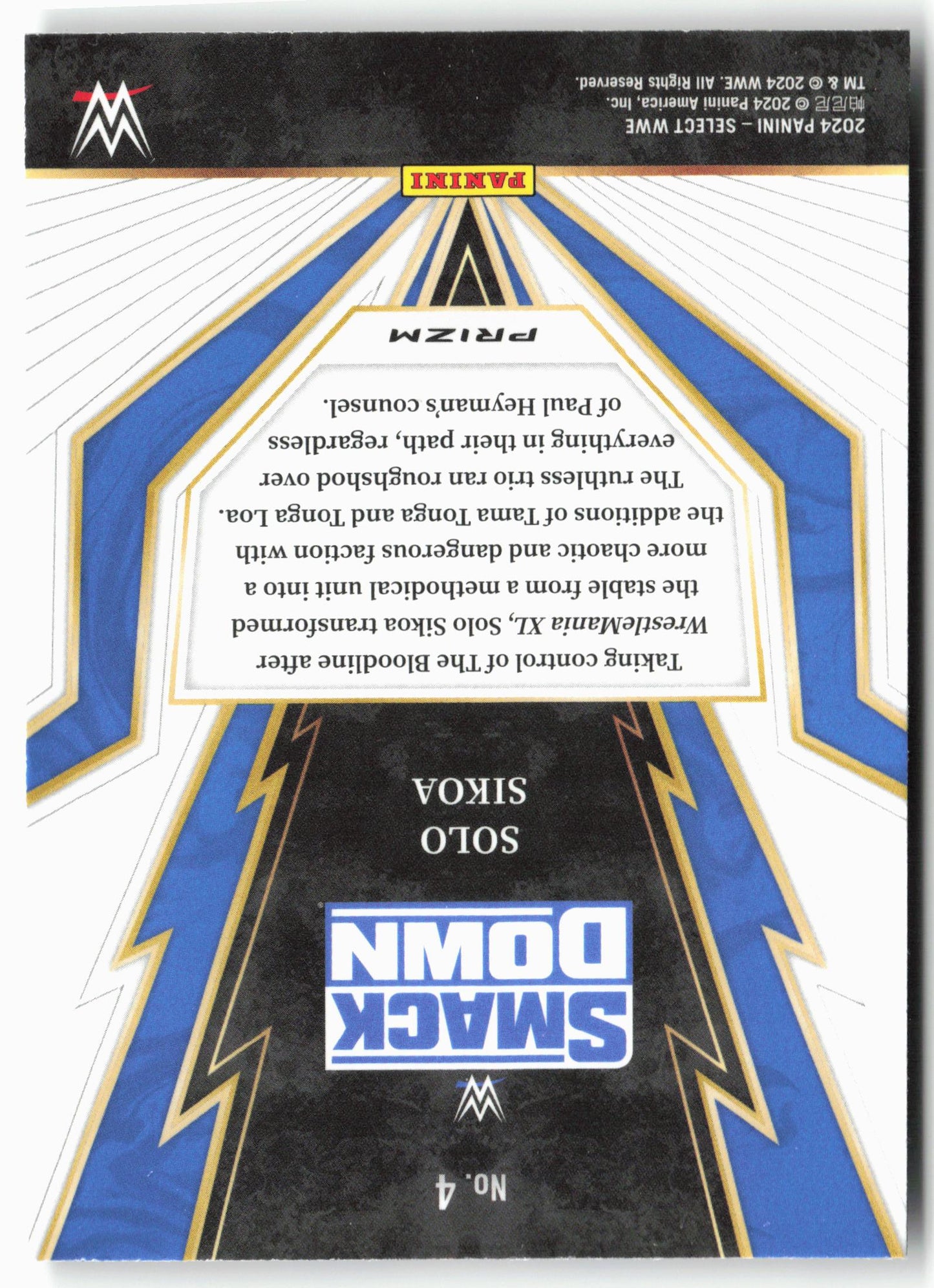 2024 Panini Select WWE #4 Solo Sikoa Turbo Charged