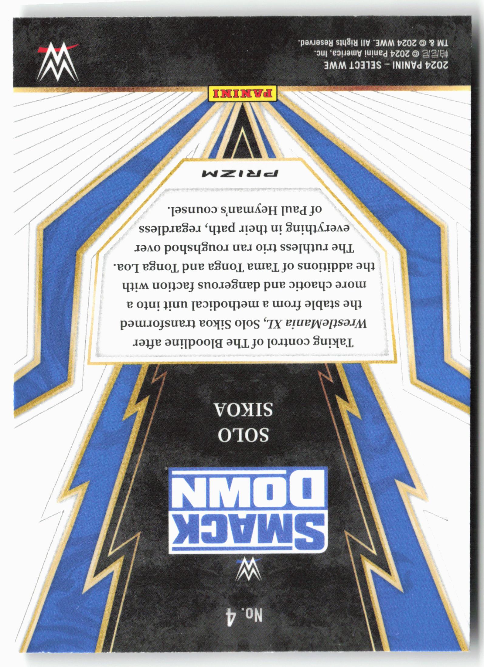 2024 Panini Select WWE #4 Solo Sikoa Turbo Charged