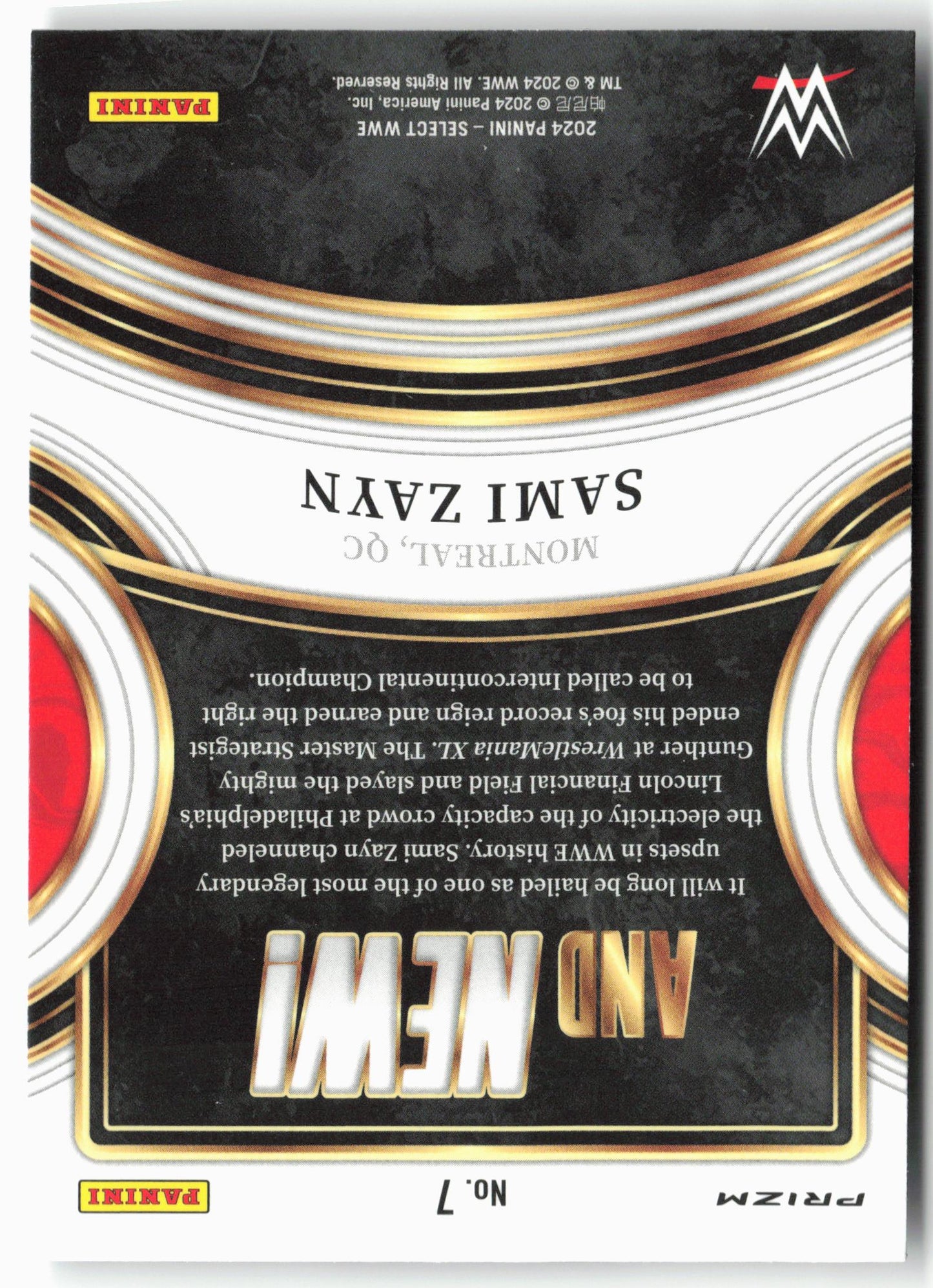 2024 Panini Select WWE #7 Sami Zayn And NEW!
