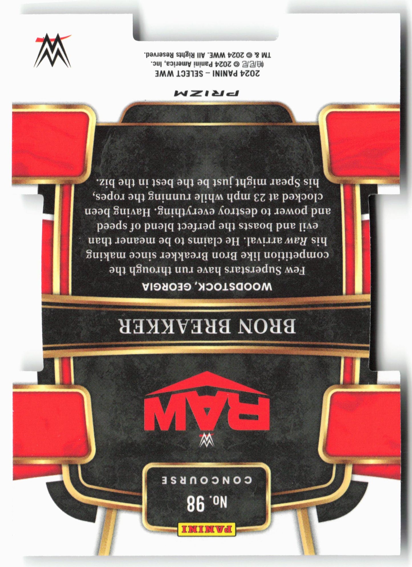 2024 Panini Select WWE #98 Bron Breakker Silver Prizms Die-Cut