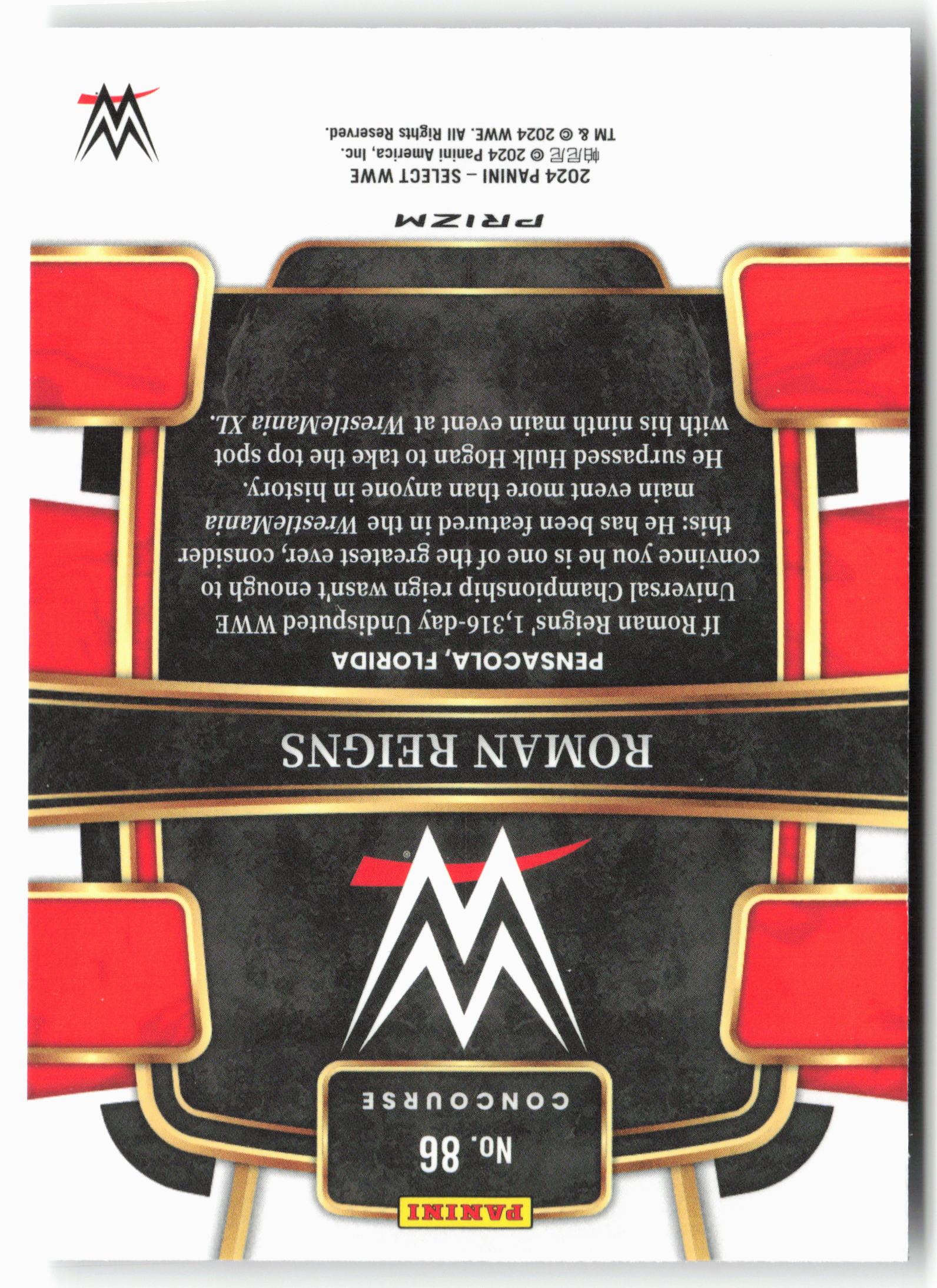2024 Panini Select WWE #86 Roman Reigns Silver Prizms